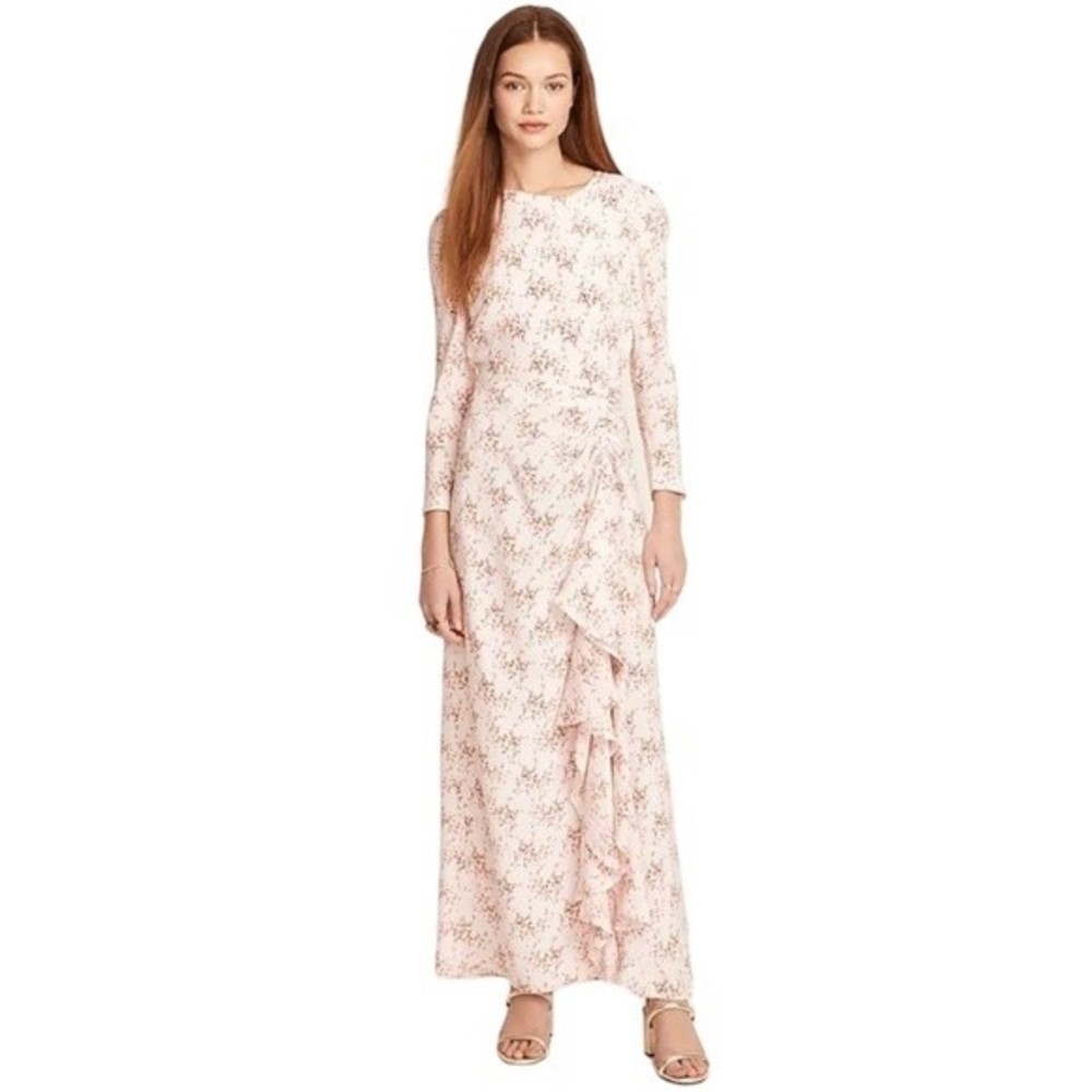 J.CREW COLLECTION DRESS 100% silk ruffle freesia floral womans size 8